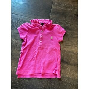 Ralph Lauren Kids Pink Ruffled Collar Polo Shirt Size 6